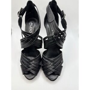 Aldo Women's Leather Heals Black Leather Pre Owned Size 8.5 39‎
